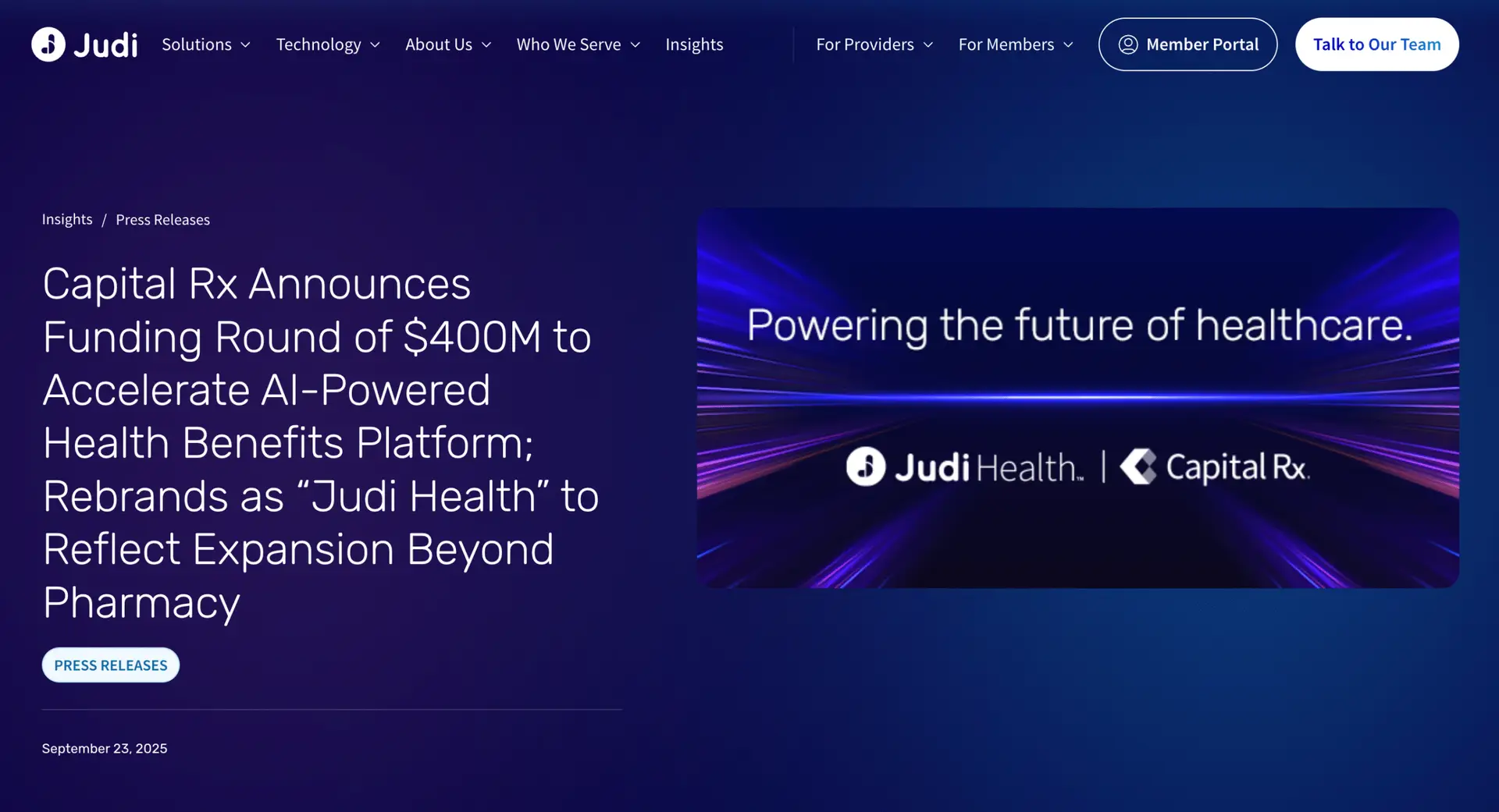 Judi Health (formerly Capital Rx) Raises $400M